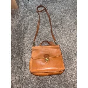 Coach Vintage Leather Willis Satchel Crossbody Shoulder Bag British Tan 9927